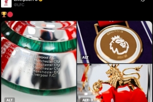 预热捧杯之夜！利物浦官推晒已写好本赛季冠军队名的奖杯